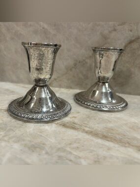 Vintage Duchin Weighted Sterling Silver Candlestick Holders Pair | Rope Edge